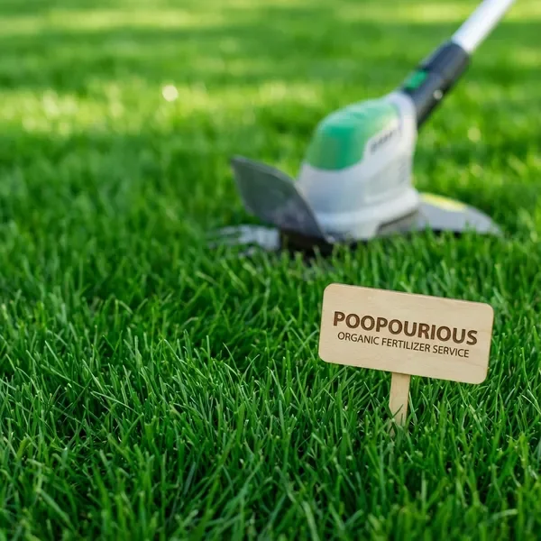 Healthy green lawn with organic fertilizer